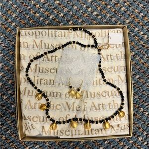 Gold and Black Beaded‎ Necklace